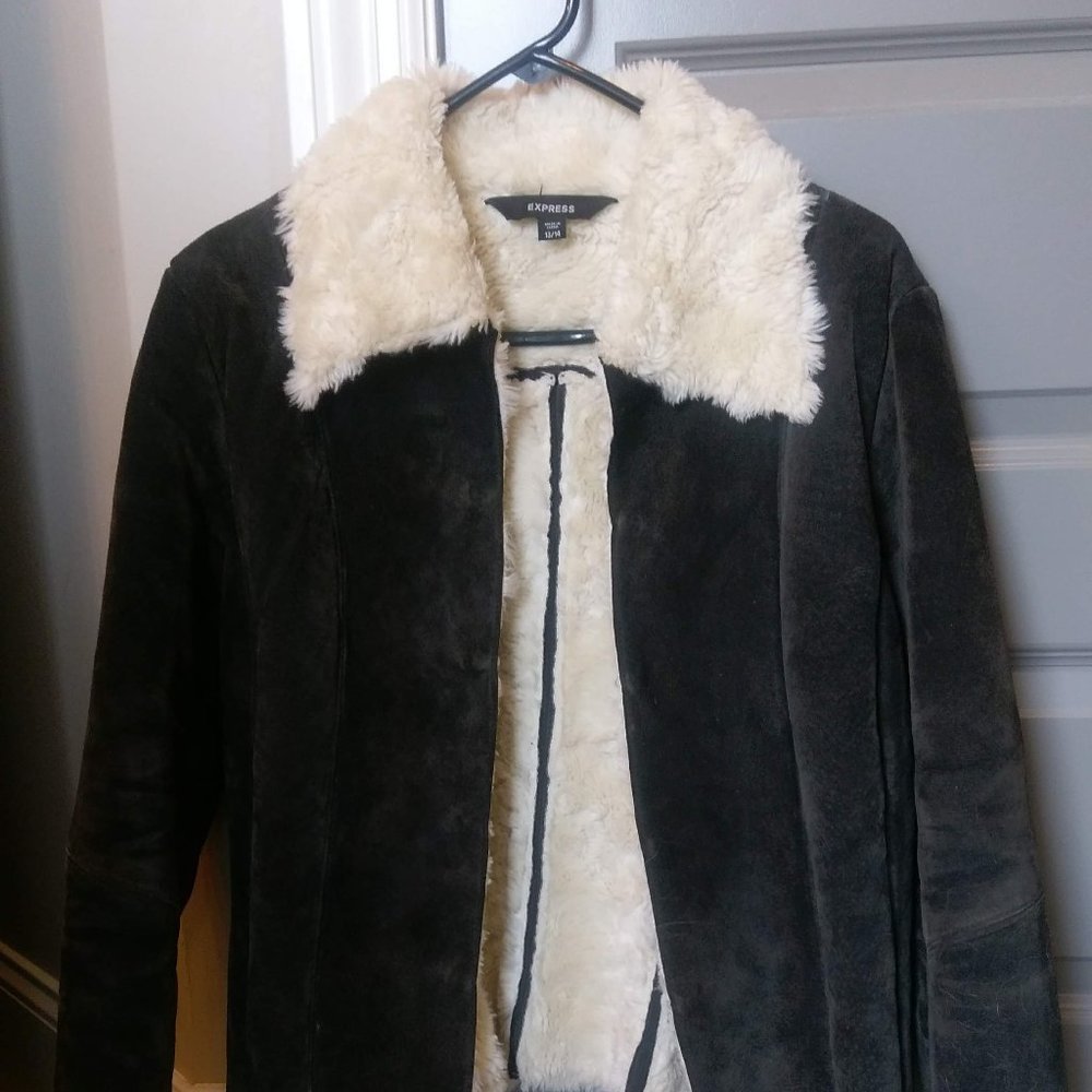 Fleece-Lined Express Brand Leather Coat